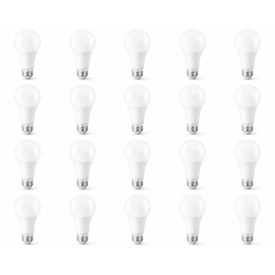 LED A19 Bulb, 9W (60W Incandescent Equivalent), 750 Lumens, 5000K Daylight White, E26 Medium Base, 220° Wide Beam, UL Damp Rated, Frosted, Energy Efficient, 10,000 Hour Lifespan