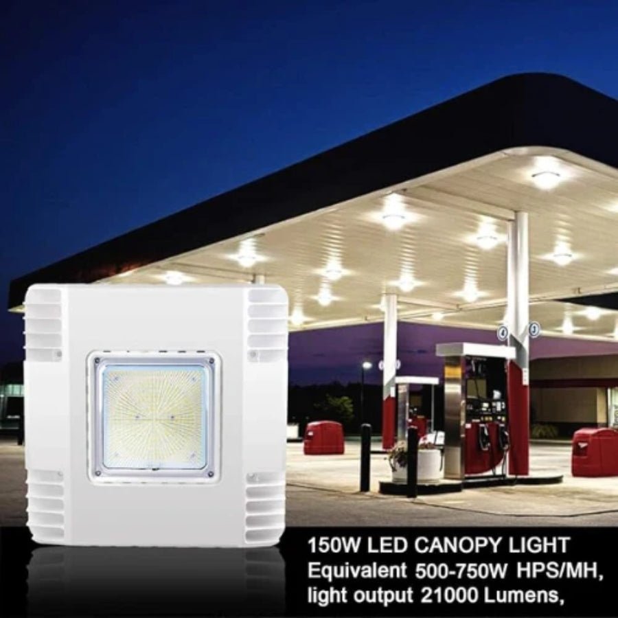 150W LED Canopy Lights for Gas Station, Ultra Bright 19500lm, 5700K Outdoor Ceiling Light, Recessed Surface Mount, IP65 Waterproof, UL/DLC Listed, 100-277V Commercial Garage Lighting