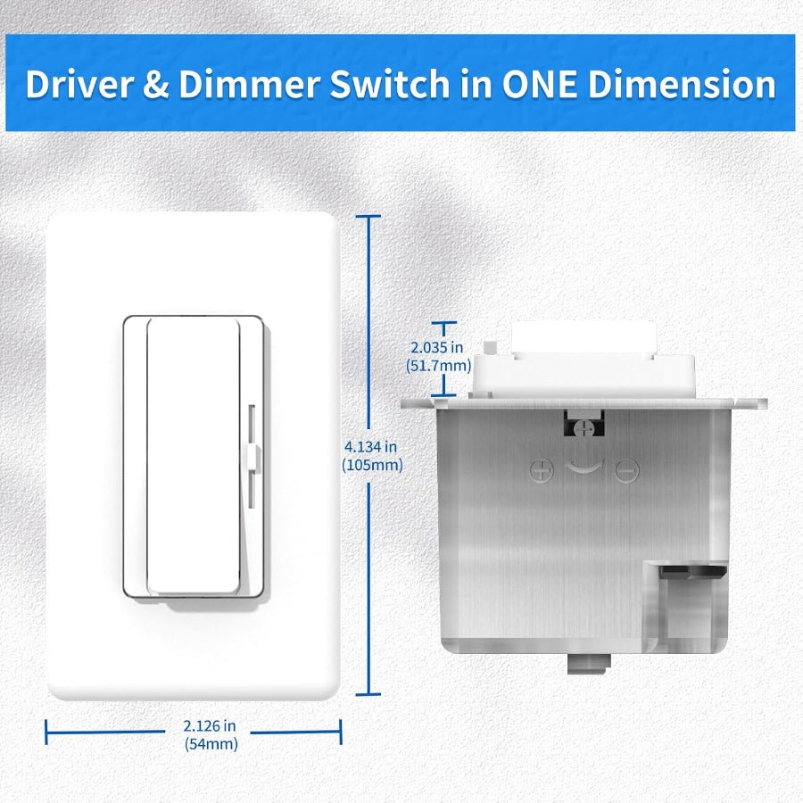 LED Dimmer Switch - 96W 2-in-1 Mini Driver, ON/OFF + Dimmer, 24V ±0.5V Output, UL FCC CE Class 2 Certified, Compact AC120V Design