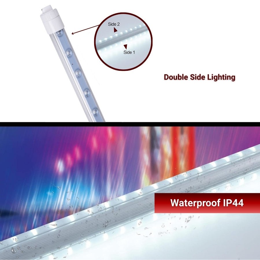7ft LED Tube Lights, 48W T8 Double-Sided, 6500K Cool White, R17D Rotatable Base, Ballast Bypass, Waterproof Design – Perfect for LED Lights Advertising Signs