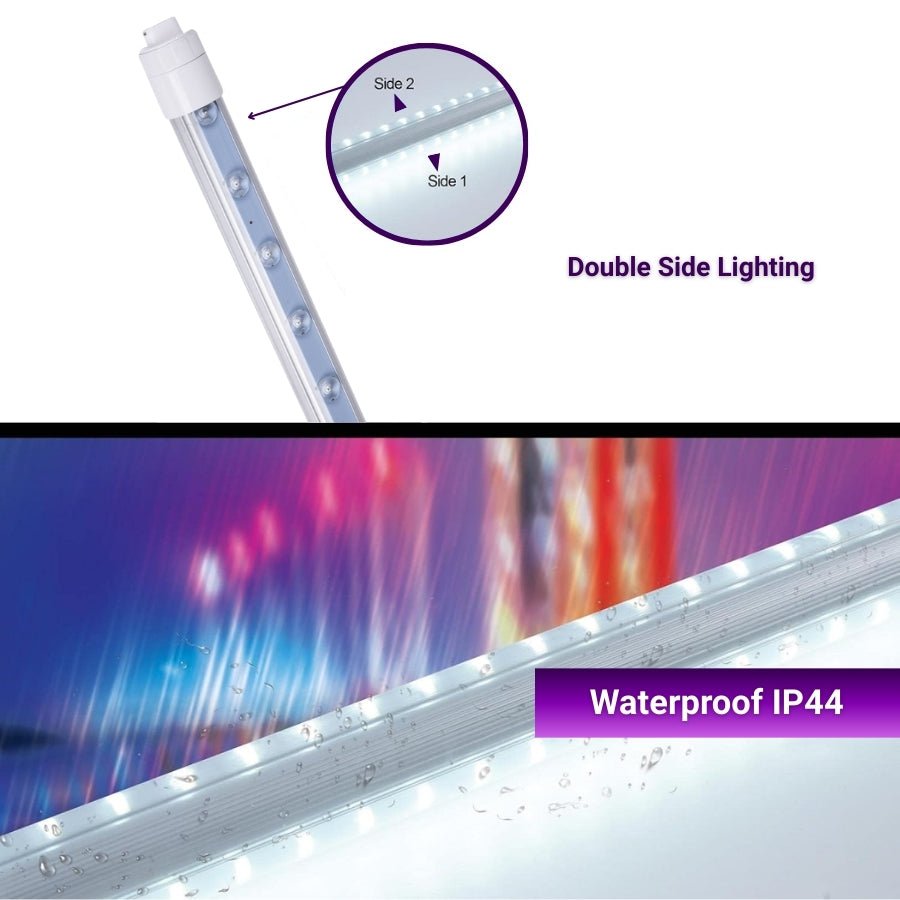 LED Shop Light 3FT 20W Tube, Double-Sided R17D, 360° Rotatable Base, 6500K Cool White, Ballast Bypass, Striped Cover, 100-277V - Ideal for Sign Boards, Shops & Advertisement Lighting