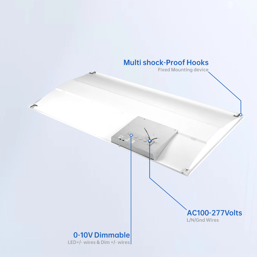 2x4 LED Troffer Lights - Architecturally Designed 3D Light Panels, 30W/40W/50W/60W/72W Selectable, 3000K/3500K/4000K/5000K/6500K CCT, 3750-9000LM, 0-10V Dim, DLC Premium, Damp Rated, 100-277V, Commercial Ceiling Lights