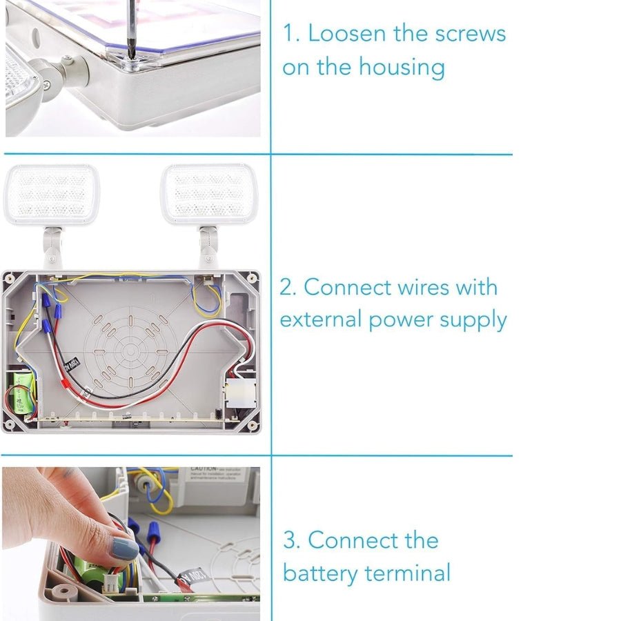 Wet Location Exit Sign Emergency Light – Red LED Weatherproof Outdoor Combo Unit with Battery Backup, Double Face, UL Certified, AC 120V/277V, Ideal for Commercial & Industrial Use