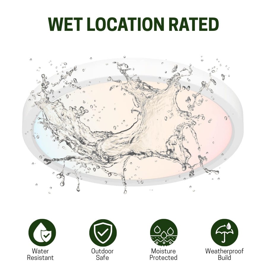 12" Ultra Thin LED Flush Mount Ceiling Light - 24W with 5 Color Temperatures 2700K/3000K/3500K/4000K/5000K – Slim 0.67in Round Surface Mount Fixture – Ideal for Laundry, Closets, Pantries, Hallways & Bathrooms - White Finish