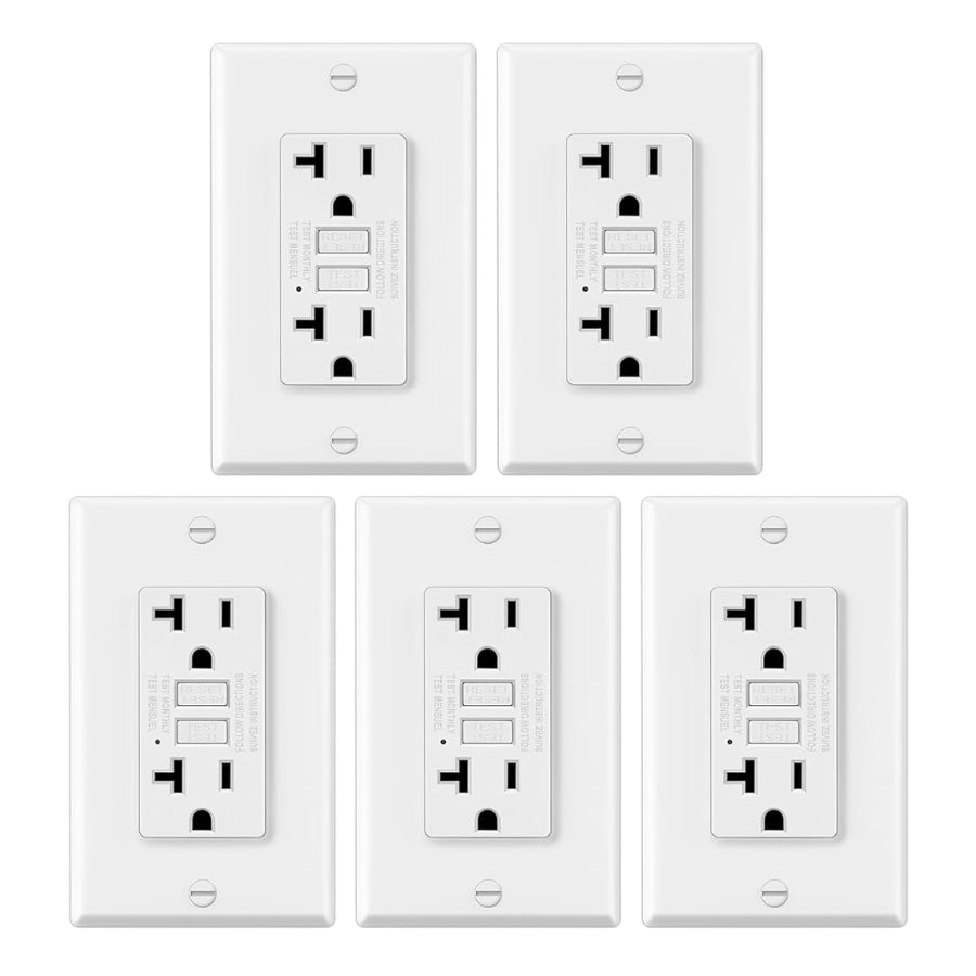 GFCI Outlets 20 Amp, Non-Tamper Resistant, Decor GFI Receptacles with LED Indicator, Ground Fault Circuit Interrupter, Wallplate Included, ETL Listed, White
