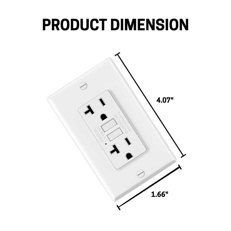 GFCI Outlets 20 Amp, Non-Tamper Resistant, Decor GFI Receptacles with LED Indicator, Ground Fault Circuit Interrupter, Wallplate Included, ETL Listed, White
