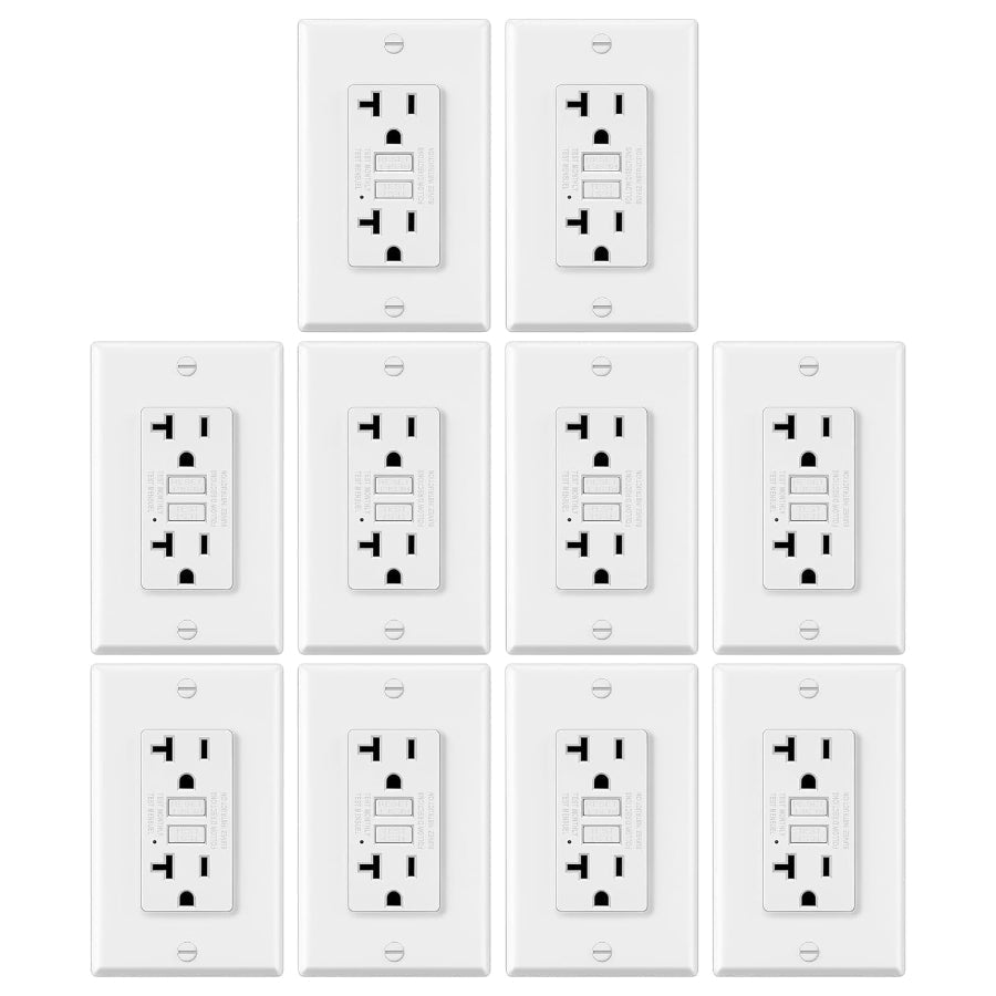 GFCI Outlets 20 Amp, Non-Tamper Resistant, Decor GFI Receptacles with LED Indicator, Ground Fault Circuit Interrupter, Wallplate Included, ETL Listed, White