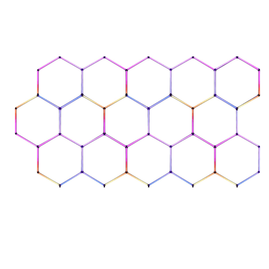 RGB Hexagon LED Garage Lights – 15 Honeycomb LED Ceiling Lights, 358 Color Modes, Remote & Smart App Control, IP54 For Gaming, Gym, Party, Bar, Studios, Hexagon Wall Light