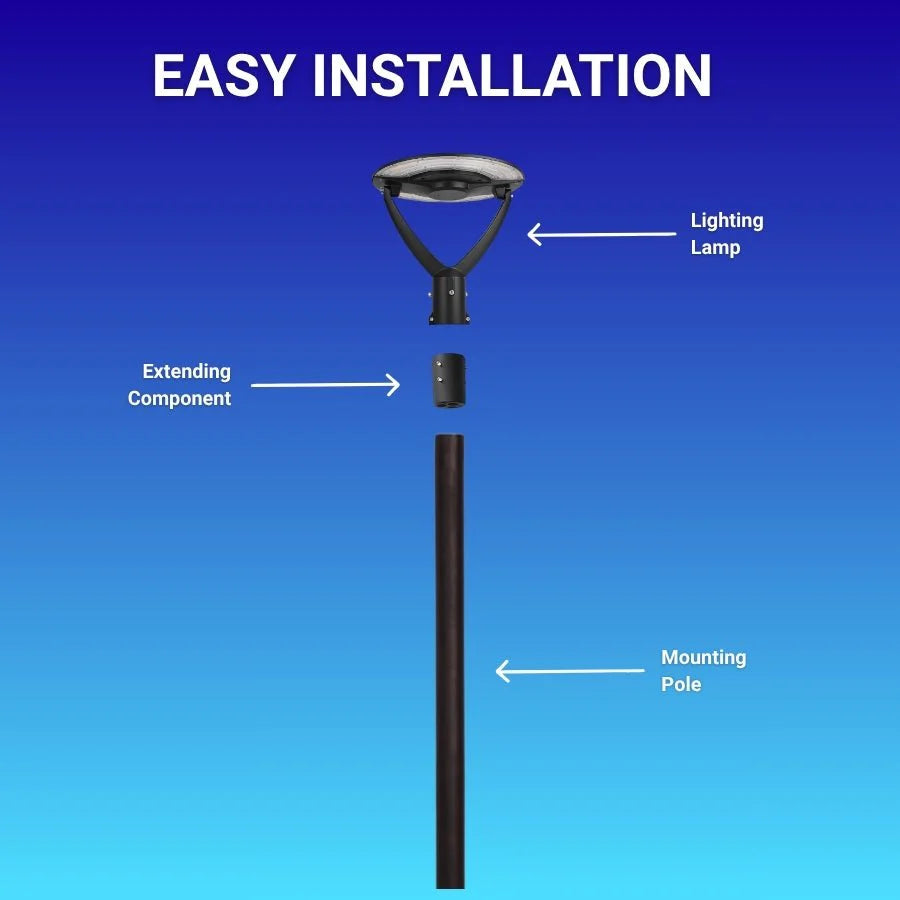 Outdoor Post Light Fixtures 60W/80W/100W
LED Parking Lot Area Lighting Plaza Lighting
Garden Lighting Type IV Distribution
3000K/4000K/5000K AC100-277V Matt
Black ETL DLC