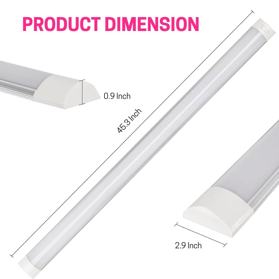 4FT LED Batten Light, Ceiling Surface Mounted Slim LED Tube Lights, 40W 5000K Neutral White For Office, Shop, Garage, Home