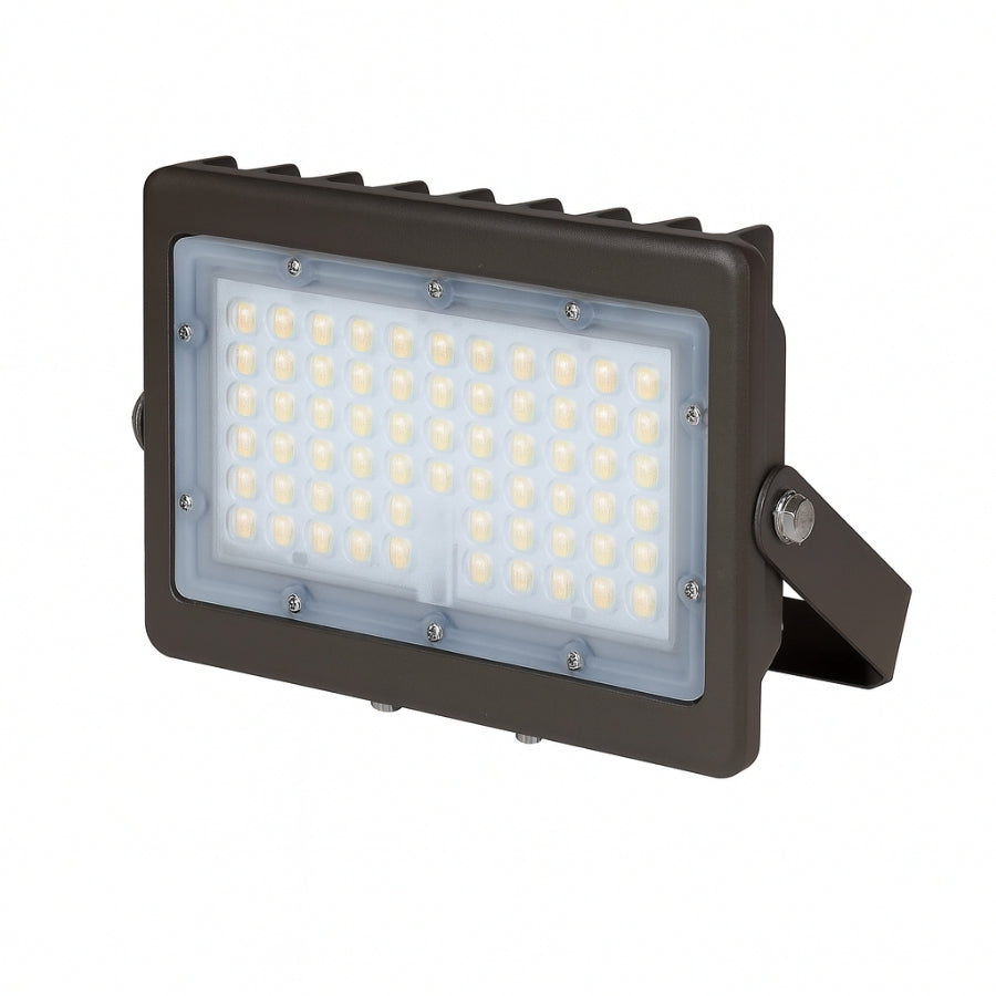 50W Max LED Flood Light with Yoke Mount – Selectable 30W/40W/50W & 3CCT (3000K–5000K), 7,250 Lumens, Photocell, 0-10V Dimmable, IP65, 250W MH Equivalent, UL/DLC Premium, 50,000 Hrs, 3-Year Warranty