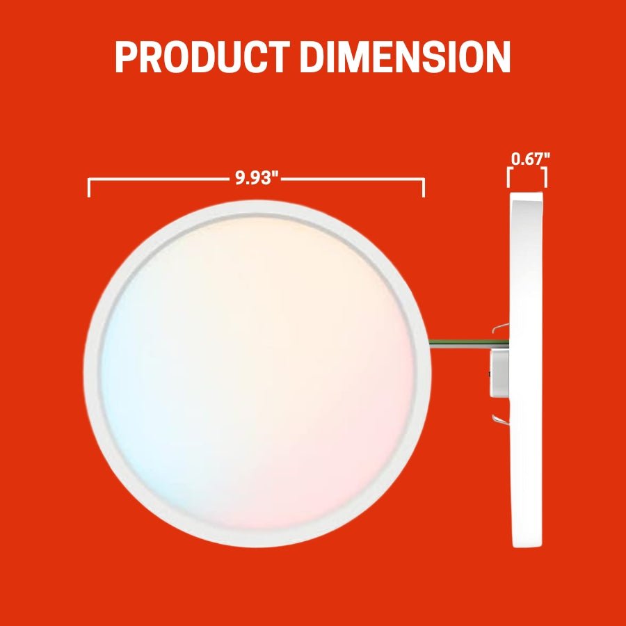 9 Inch LED Flush Mount Ceiling Light, 18W, 1860LM, 3000K/4000K/6000K CCT Selectable, Round Flat Panel Light Fixtures for Hallway, Kitchen, Bedroom, Laundry Room