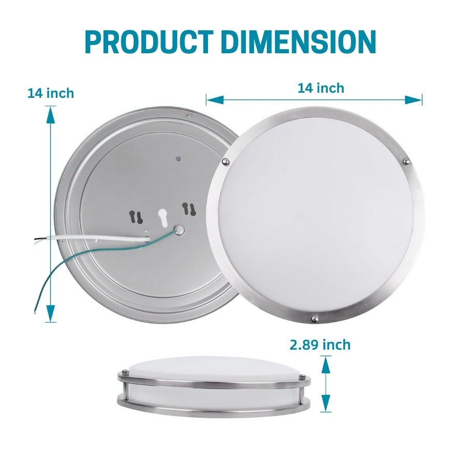 12" Ultra Thin LED Flush Mount Ceiling Light - 24W with 5 Color Temperatures 2700K/3000K/3500K/4000K/5000K – Slim 0.67in Round Surface Mount Fixture – Ideal for Laundry, Closets, Pantries, Hallways & Bathrooms - White Finish