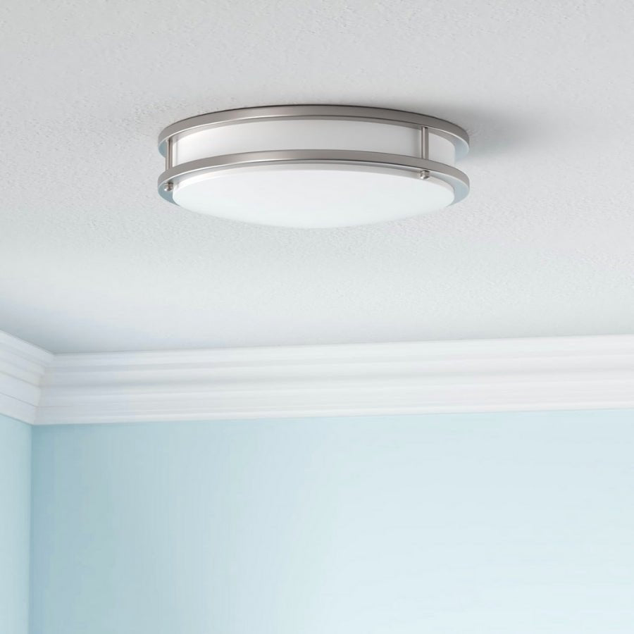 12" Ultra Thin LED Flush Mount Ceiling Light - 24W with 5 Color Temperatures 2700K/3000K/3500K/4000K/5000K – Slim 0.67in Round Surface Mount Fixture – Ideal for Laundry, Closets, Pantries, Hallways & Bathrooms - White Finish