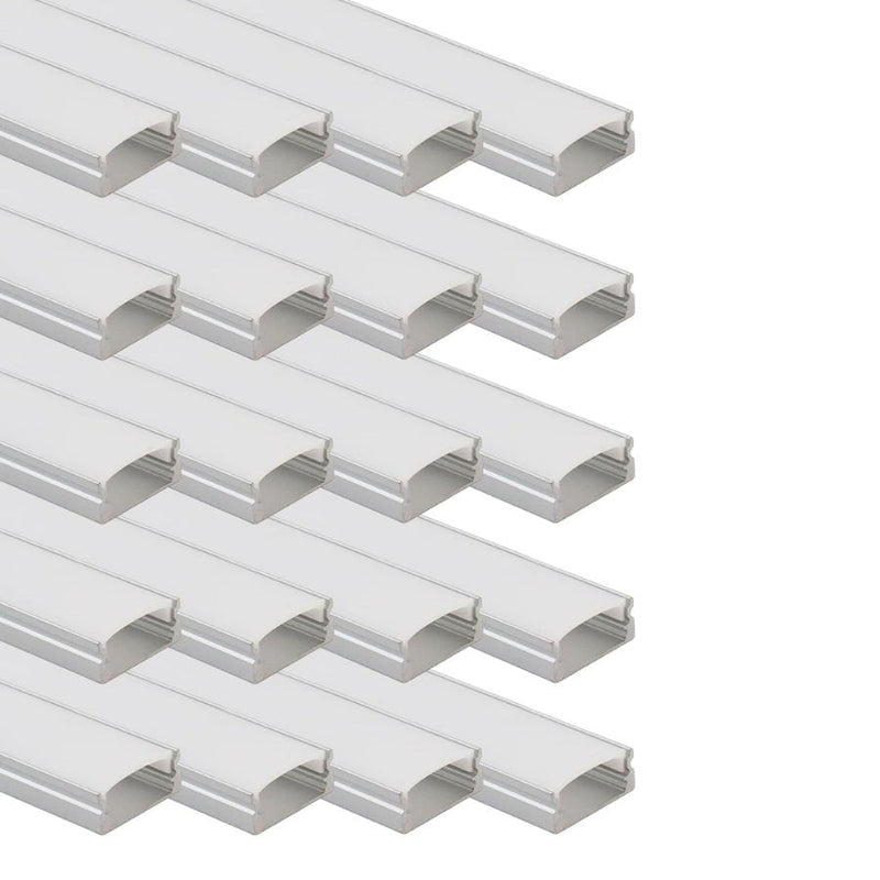 6.6FT/2M LED Channel Aluminum U Shape Silver LED Strip Diffuser Channel with Milky White Cover Easy Installation U1SW WW 2M