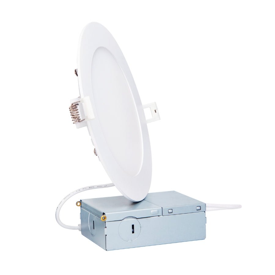 6 Inch 5CCT Ultra-Thin LED Recessed Ceiling Light with Junction Box, 12W Dimmable Slim Wafer Downlight, 2700K-5000K, IC Rated, ETL