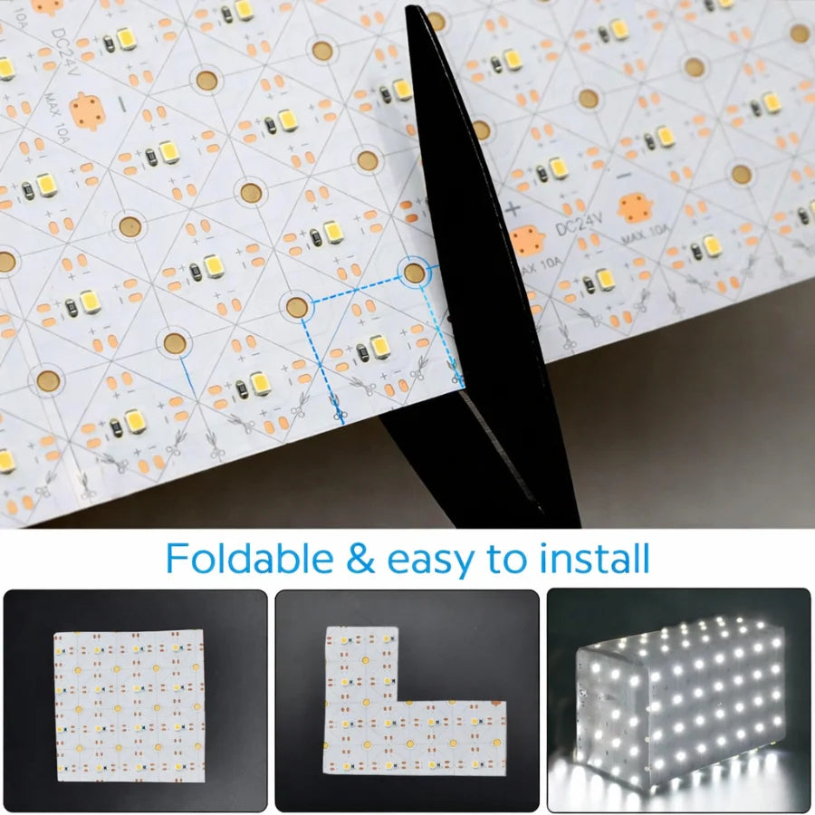 16.4ft x 9.45in Giant LED Sheet Roll, 24V 6000K Cool White Flexible Cuttable Dimmable LED Backlight Panel, Paper-Thin Plug-and-Play LED Board for Countertops, Stained Glass & Accent Walls, UL-Listed, IP20