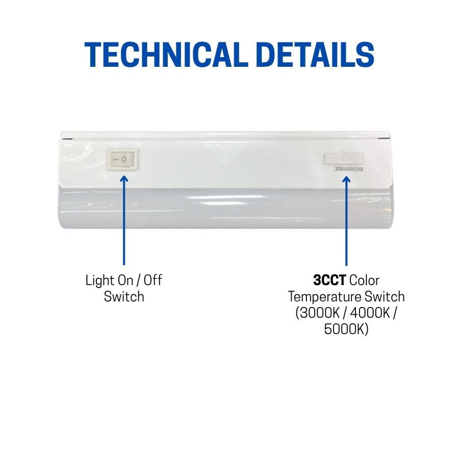 21 Inch LED Under Cabinet Light, 9W, 3CCT 3000K/4000K/5000K, 720 Lumens, Hardwired, On/Off Switch, CRI 80+, ETL Certified – Ideal For Kitchen, Pantry, Closet, Workbench, Office, Garage, And Display Lighting