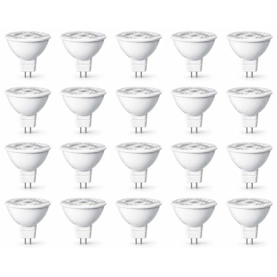LED MR16 Bulb, 7W (50W Halogen Equivalent), 500 Lumens, 5000K Daylight White, 40° Flood Beam, Dimmable, 12V Low Voltage, GU5.3 Base, UL Damp Rated, Accent & General Lighting