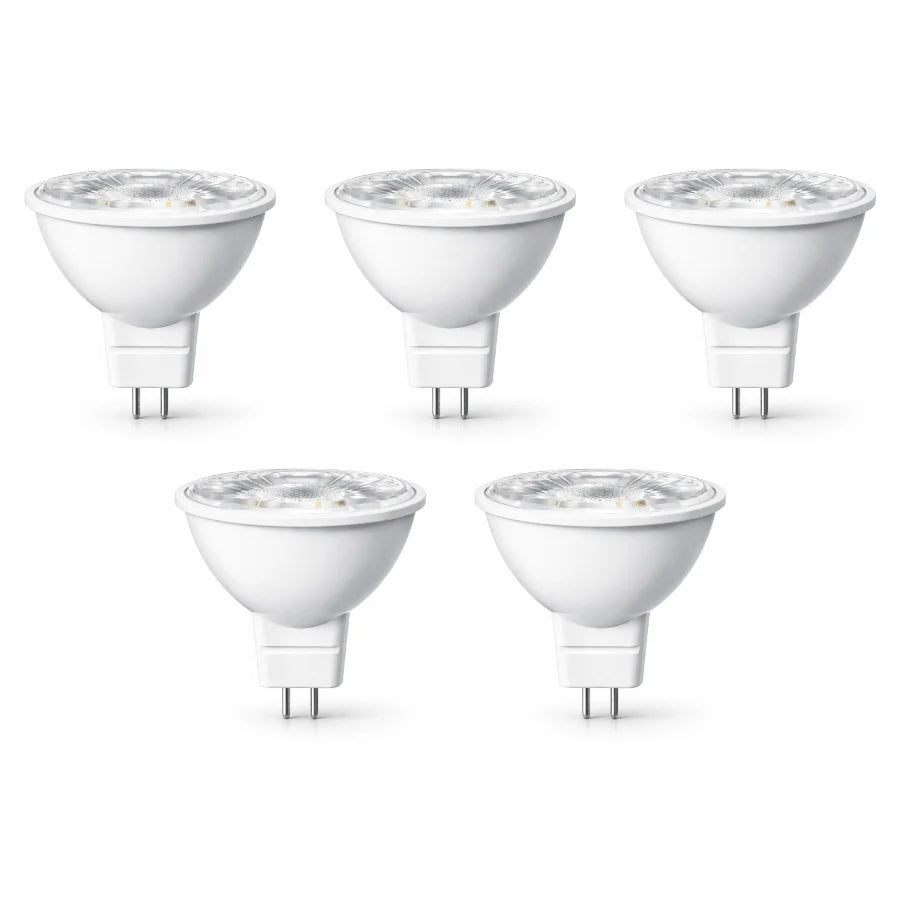 LED MR16 Bulb, 7W (50W Halogen Equivalent), 500 Lumens, 5000K Daylight White, 40° Flood Beam, Dimmable, 12V Low Voltage, GU5.3 Base, UL Damp Rated, Accent & General Lighting