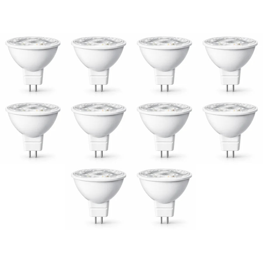 LED MR16 Bulb, 7W (50W Halogen Equivalent), 500 Lumens, 5000K Daylight White, 40° Flood Beam, Dimmable, 12V Low Voltage, GU5.3 Base, UL Damp Rated, Accent & General Lighting