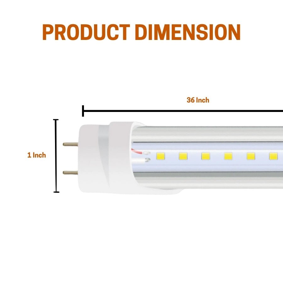 LED Tube Light Fixture, 3FT, 15W, Type A+B, 5000K, 140LM/W, 0-10V Dimmable, Single-End, Clear Cover, G13 Base, 100-277V AC, Aluminum/PC, Safety Fuses, ETL Certified