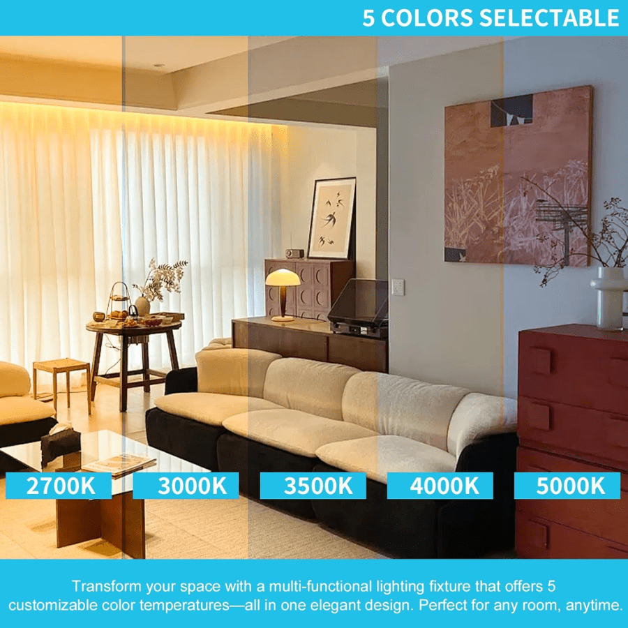 1 Inch 7W Round LED Trimless Downlight with Junction Box, 600 Lumens, 2700K/3000K/3500K/4000K/5000K Selectable, AC120V TRIAC/ELV dimmers, White Trim, IC Rated, CRI 90+ Wet Location ETL Listed