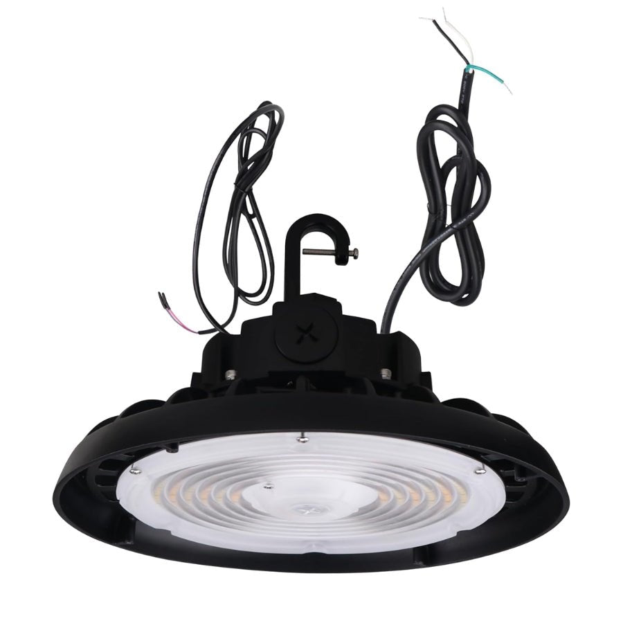 150W/120W/100W UFO LED High Bay Light, 24000Lumens, 3 Colors 4K 5K 5.7K, 6FT Hardwire & Dimmable Cables with G1/2 Hook, IP65, 120-277V, UL DLC Certified - Warehouse Gym Factory Commercial Lighting