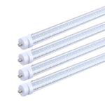 T8 8FT LED Tube Light, 8 Foot T8 V Shaped Single Pin FA8 Base, Ballast Bypass 270° 50W 6750LM, 6500K Cool White, Clear PC Cover (Replace 150W LED Flourescent Bulbs) Dual-Ended Power AC100-277V