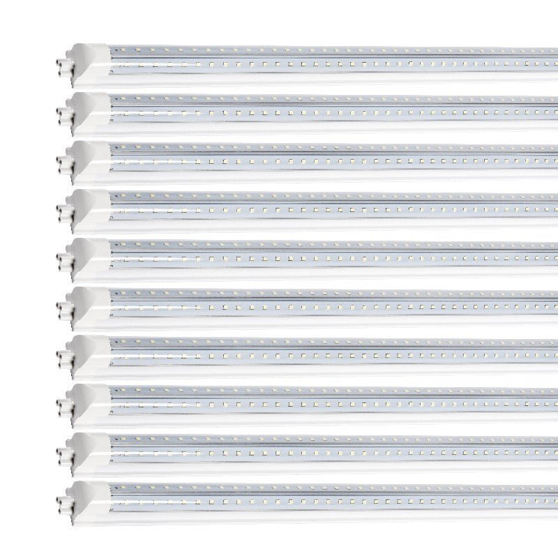 LED Shop Light, 90W 11700LM 6500K, 8FT V Shaped Integrated Fixture, T8 Tube Light, Cool White, Clear Cover, Higher Brightness, LED Shop Lights for Garage Warehouse Workshop 10 Pack