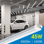 LED Shop Light, 45W 5850LM 6500K, 4FT V Shaped Integrated Fixture, T8 Tube Light, Cool White, Clear Cover, Higher Brightness, LED Shop Lights For Garage Warehouse Workshop