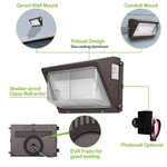 LED Wall Pack Light, 120W, 15,600 Lumens, 5700K Daylight, Replaces 400W MH, Photocell Optional, IP65 Rated, DLC Listed, Commercial Outdoor Lighting, 100-277V, 5-Year Warranty