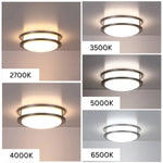 16 inch Dimmable LED Flush Mount Ceiling Light Fixture, Brushed Nickel, 26W, 2200LM, 2.7K/3.5K/4K/5K/6.5K Adjustbale, 120deg Light Angle, CRI80, Ceiling Lamp for Bedroom, Kitchen, Office, ETL Listed