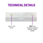 12 Inch Under Cabinet LED Lights, 5W, 3CCT 3000K/4000K/5000K, 400 Lumens, Hardwired, On/Off Switch, CRI 80+, ETL Certified – Perfect For Kitchen, Vanity Mirror, Tiny Home, Makeup Station, Bookshelf, Display Cabinet, And Home Office