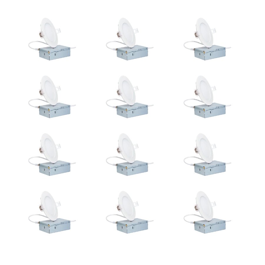 LED Recessed Ceiling Lights, 4 Inch Dimmable 5CCT Ultra-Thin With Junction Box, 9W Canless Slim Panel Downlight, 2700K-5000K, IC Rated, ETL