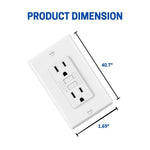 15 Amp GFCI Outlet, Non-Tamper Resistant Decor Receptacle With LED Indicator, Ground Fault Circuit Interrupter, Wallplate Included, ETL Listed, White