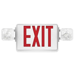Double Sided LED Emergency EXIT Sign, Remote Capable, Two LED Flood Lights, Backup Battery, US Standard Red Letter, Commercial Grade, 120-277V, FireResistant(UL 94V-0)