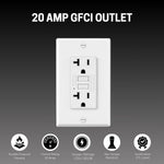 GFCI Outlets 20 Amp, Non-Tamper Resistant, Decor GFI Receptacles with LED Indicator, Ground Fault Circuit Interrupter, Wallplate Included, ETL Listed, White