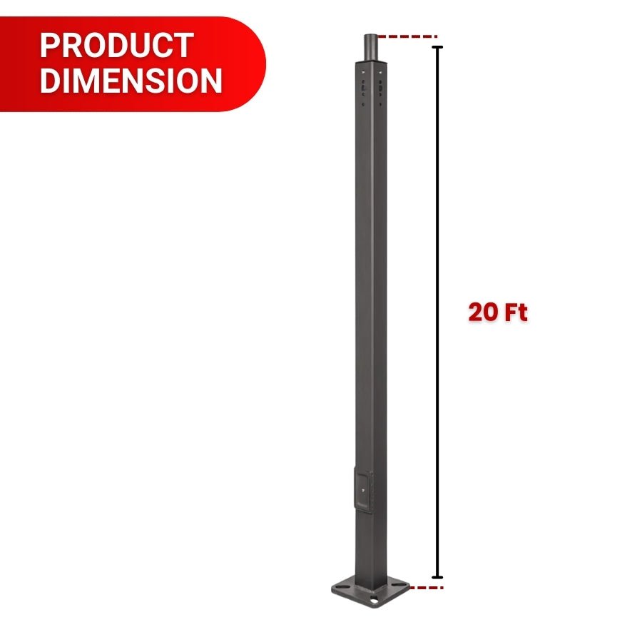 20 ft Steel Light Pole 4 Inch Square For Outdoor Area Lights