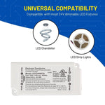 96W 24V Dimmable LED Driver - UL Listed Class 2 Power Supply, 120V AC to 24V DC Transformer, Triac/ELV Dimmable, Short Circuit & Overload Protection, for LED Strip Lights, Low Voltage Lighting