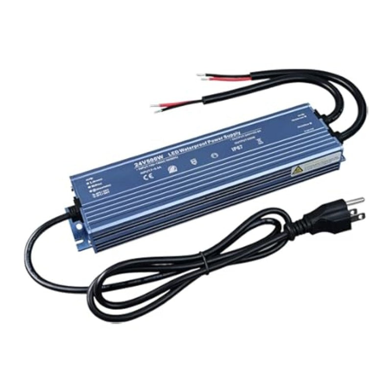 24V LED Driver 300W Waterproof IP67 Outdoor Power Supply - Transformer Adapter AC100V-130V to DC24V 12.5A, 3 Pin Plug for LED Strips, Signage, Landscape Lights