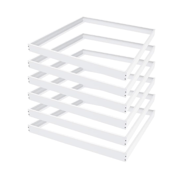 2x2 LED Panel Light Surface Mount – 6 Pack, Aluminum 2x2FT Ceiling Frame Kit with Screws, Easy Install, Durable White Frame for Flat Panel Lights