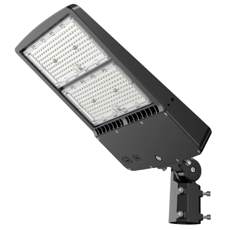 300W LED Parking Lot Light, 1000W Metal Halide Equivalent, 40,500 Lumens, 5000K Cool White, Type III-M Distribution, Dimmable 1-10V, IP65 Waterproof, Bronze Housing, Inbuild Photocell, DLC 5.1 Premium, 120-277V, 5-Year Warranty