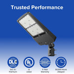 300W LED Parking Lot Light, 1000W Metal Halide Equivalent, 40,500 Lumens, 5000K Cool White, Type III-M Distribution, Dimmable 1-10V, IP65 Waterproof, Bronze Housing, Inbuild Photocell, DLC 5.1 Premium, 120-277V, 5-Year Warranty
