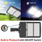 300W LED Parking Lot Light, 1000W Metal Halide Equivalent, 40,500 Lumens, 5000K Cool White, Type III-M Distribution, Dimmable 1-10V, IP65 Waterproof, Bronze Housing, Inbuild Photocell, DLC 5.1 Premium, 120-277V, 5-Year Warranty
