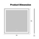 36x36 Inch LED Bathroom Mirror Anti-Fog Dimmable Vanity Mirror with Front & Backlit Lights, 3K-6K Color Temp, Wall Mount (Horizontal/Vertical), IP54, Tempered Glass, UL Listed