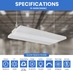 4FT LED Linear High Bay Light, 320W, 29,000 Lumens, 5000K Cool White, Frosted Lens, Chain Mount, Damp Rated IP20, 120-277V, UL/DLC Listed
