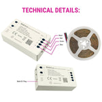 WiFi LED Controller D015/D016, 3-4CH 12-24V RGB/RGBW, 2.4GHz RF Remote, Tuya App, Alexa/Google Voice, 1024-Level PWM Dimmer, Short-Circuit Protected