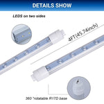 4ft LED Shop Lights, 28W T8 Double-Sided Tube, 6500K Cool White, R17D Rotatable Base, Ballast Bypass – Ideal for Commercial Signs and Indoor Lighting