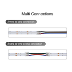 4PIN Transparent COB Connectors Kit for RGB COB LED Strip Lights - 10mm, Solderless Connection, 5pcs 15cm Wires